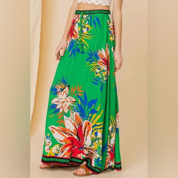 Flying Tomato Dresses & Skirts - FreeMarket by Flying Tomato NWOT Green Floral Maxi Skirt in 100% Rayon.